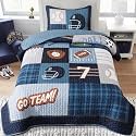Soul & Lane - Sports Quilt Set for Boys, Football Baseball, Queen, 2 Shams