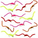 Soulchen 12 Pcs Squirmy Worms Fly Fishing Flies