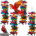 Soulchen 4 Pcs Extra Large Bird Parrot Toy Set, Natural Wooden Chewing Toy
