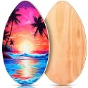 Soulchen Skimboard with High Gloss Clear Coat Wooden Skim Boards Beach Skimboards for Beginners, Teenagers, Adults and All Skimming