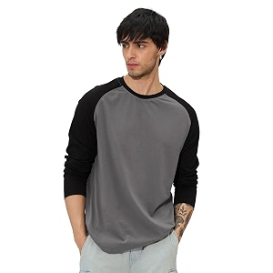 the souled store black men and boys round neck solid regular fit cotton full sleeve t-shirts