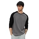 The Souled Store Black Men and Boys Round Neck Solid Regular Fit Cotton Full Sleeve T-Shirts