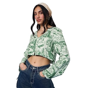 The Souled Store Crop-Top Green Forest Women