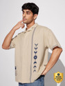 The Souled Store Men Embroidered Casual Beige