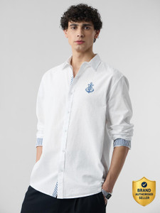 The Souled Store Men Embroidered Casual White