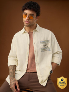 The Souled Store Men Solid Casual Beige