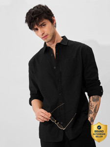 The Souled Store Men Solid Casual Black