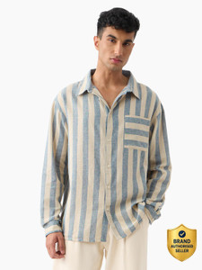 The Souled Store Men Striped Casual Beige