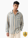 The Souled Store Men Striped Casual Beige