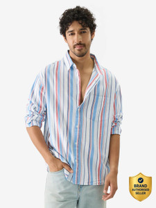 The Souled Store Men Striped Casual White