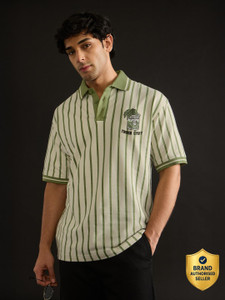 The Souled Store Striped Men Polo Neck
