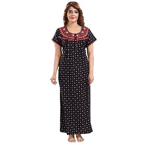 Soulemo Womens Blended Printed Maxi Nighty