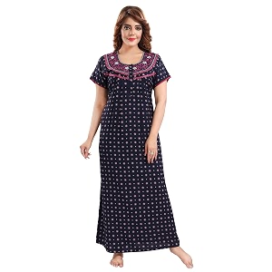 Soulemo Womens Blended Printed Maxi Nighty