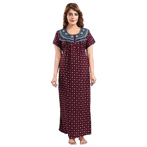 Soulemo Womens Blended Printed Maxi Nighty