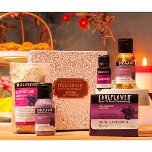 soulflower lavender try me bath set bath salt massage oil candles pack of 1