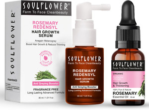 soulflower rosemary essential oil 15ml  rosemary redensyl hair growth serum 30ml 45 ml