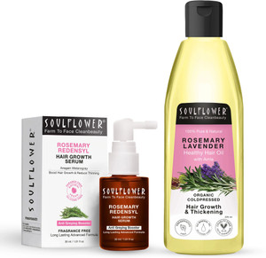 soulflower rosemary redensyl hair growth serum 30ml  rosemary lavender hair oil 225ml 255 ml