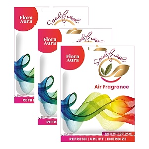 soulfresh air pocket flora aura sweetness of flowers air freshener- bathroom toilet amp car fragrance room fresheners long lasting scent upto 30 days - pack of 3