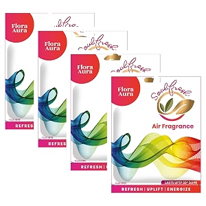 soulfresh air pocket air freshener- bathroom and toilet fragrance lasts up to 30 days - assorted pack of 4 citrus lavender floral mogra multicolor