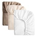 SOULFUL Muslin Crib Sheets for Boys Girls, 3 Pack Soft and Breathable Cotton Fitted Crib Sheets for Standard Crib Mattress (28"x 52", White & Beige & Brown)