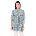Soulful Threads Women Powder Blue Printed Cotton