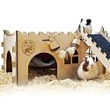 SoulThink® Large Guinea Pig Hideout & House - Easy to Assemble Wooden Guinea Pig Castle with Hammock, Ramp and Toys Accessories Habitat Suitable for Hamsters and Chinchilla