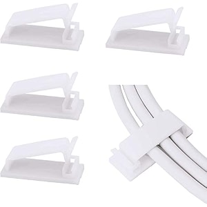 soulwit 50pcs self adhesive cable management clips large cable organizers wire clips cord holder for tv pc laptop ethernet cable desktop home office white