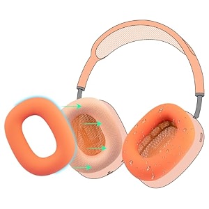 soulwit sweat proof silicone ear cover for airpods max comfortable fit for gym exercise easy to clean no sound quality loss - orange