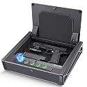 SOULYI Biometric or Digital Gun Safe for 3 Pistols Safe DOJ Certified with 3 Quick Access Handgun Safe,Digital Keypad Frosted Black Bedside Firearm Safety Car Safe Hardened Steel Lock Box