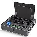 SOULYI Biometric or Digital Gun Safe for 3 Pistols Safe DOJ Certified with 3 Quick Access Handgun Safe,Digital Keypad Frosted Black Bedside Firearm Safety Car Safe Hardened Steel Lock Box