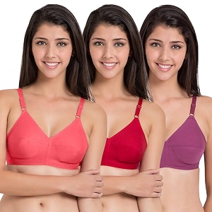 souminie women s pure cotton non padded full coverage everyday bra  pack of 3 