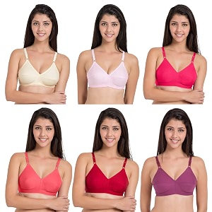 souminie women s pure cotton non padded full coverage everyday bra  pack of 3 