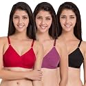 SOUMINIE Women s Pure Cotton Non Padded Full Coverage Everyday Bra | Pack of 3 |