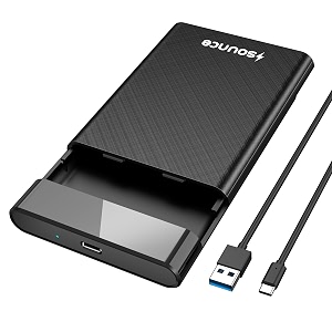 sounce 25-inch hard drive enclosure type-c usb 31 to sata iii 6gbps high-speed external hddssd enclosure tool-free uasp support compatible with 7mm95mm 2534 ssd amp laptop hdd black
