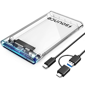 sounce 25-inch sata to usb type-c 31 external hddssd enclosure  6gbps uasp speed  tool-free design  compatible with 7mm amp 95mm drives up to 6tb  plug amp play  shockproof portable case type c