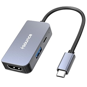 sounce 3-in-1 type-c to hdmi multiport adapter  4k60hz hdmi 5gbps usb 30 amp 100w pd charging  compact usb-c hub for macbook laptops pcs amp other type-c devices