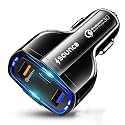 Sounce 36W 3-Ports Car Charger Adapter, 1 Type C with Power Delivery (PD), 1 USB Port Qualcomm (QC) 3.0 & 1 USB Port Charging Compatible with All Smartphones & Tablets (Black)