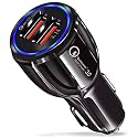 Sounce 36W Fast Car Charger with Dual USB Output Qualcomm (Qc) 3.1 + Qualcomm (Qc) 3.1 Compatible with All Cars for iPhone, All Smartphones, Tablets &amp; More, Multi-Layers Protection (Black)