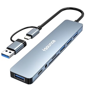 sounce 8-in-1 usb  type c converter 1x usb 30 4x usb 20 usb-c 60w pd charging ports and fast data transfer speeds of up to 5gbps - ideal for macbooks imacs surface pro and beyond