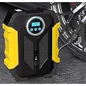 Sounce Portable Digital Heavy Air Compressor Rapid Super-fast Auto Tire Pump with Emergency Lighting LED and Long Cable for Car, SUV, Motorcycle, Car Tyre, Basketball Inflator DC 12V (Yellow Black)