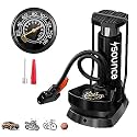 Sounce Portable High Pressure Foot Air Pump Heavy Compressor Cylinder with Pressure Gauge Floor for Bicycle, Car and Motorbike for Football Cycle Pumps for Bicycle for Tubeless -Black
