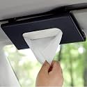 Sounce PU Leather Tissue Box Holder, Mask Holder, Rectangular Sun Visor Napkin, Mask Dispenser, Premium Car Tissue Box for Car, Vehicle (Black)