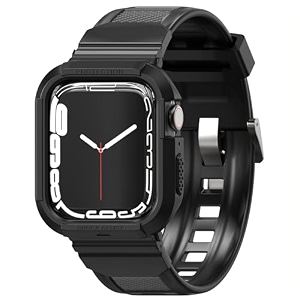 sounce rugged armor bands compatible with apple watch band strap for iwatch series 8 7 6 5 4 3 2 se watch not included 42mm 44mm 45mm  49mm ultra black