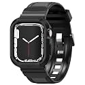 Sounce Rugged Armor Bands Compatible with Apple Watch Band Strap for iWatch Series 8 7 6 5 4 3 2 SE [Watch NOT Included] (42MM 44MM 45MM / 49MM Ultra, Black)