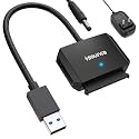 Sounce SATA Cable USB 3.0 to SATA III Hard Disk Connector for 3.5 2.5 inch SSD & HDD Hard Drive Disk and SATA Optical Drive with 12V 2A Power Adapter External Hard Disk Adapter Support UASP - Black