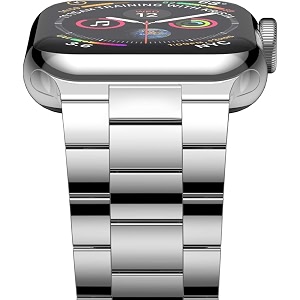 sounce stainless steel band for apple watch strap ultraultra 2 link bracelet 49mm 44mm 45mm 42mm metal strap with folding clasp for apple watch series 9 8 7 6 5 4 3 2 1 se - silver