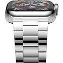 Sounce Stainless Steel Band for Apple Watch Strap Ultra/Ultra 2 Link Bracelet 49mm 44mm 45mm 42mm, Metal Strap with Folding Clasp for Apple Watch Series 9 8 7 6 5 4 3 2 1 SE - Silver