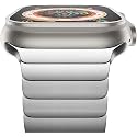 Sounce Metal Stainless Steel Bands Compatible with Apple Watch Strap, Loop Magnetic Steel Strap for iWatch Series 8 7 6 5 4 3 2 SE [Watch NOT Included] (42MM 44MM 45MM / 49MM Ultra, Silver)