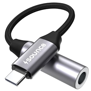 sounce type c to 35mm portable audio aux adapter connector built-in dac braided cable compatible with iphone 16 series 15 series galaxy s25s24 ultras24 amp other type c phones