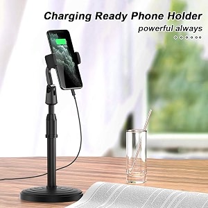 sounce universal mobile stand for table with adjustable height 360 degree rotation mobile holder for table amp bed compatible with all smartphonesblack shldup-bk5